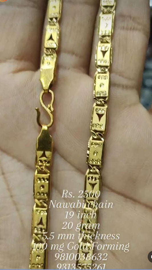 Gold Forming 100 Mg 19 Inch 5.5 mm 20 Gram Nawabi Biscuit Chain By Chokerset CHWA0088