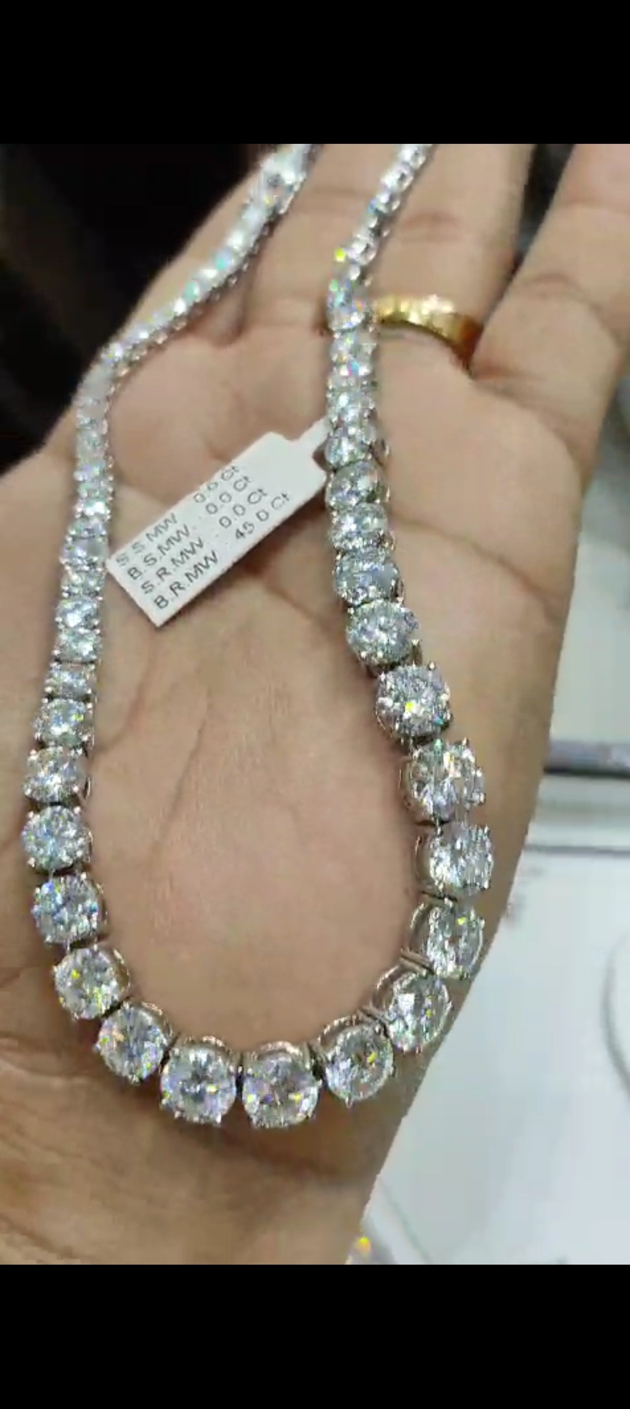 Moissanite Chain in Silver with Moissanite 16 Inch D Colour, VVS1 ,Excellent Cut by Chokerset (MOI59500)