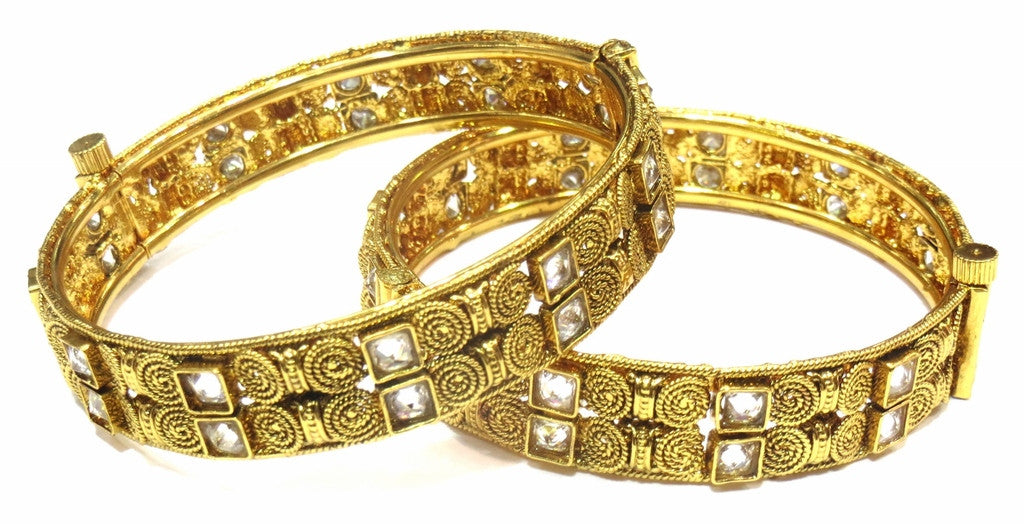 Jewelshingar Antique Gold Plated Bangles For Women Jewellery ( 10435-m-2.2 ) - JEWELSHINGAR