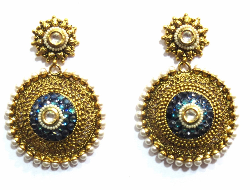 Jewelshingar Jewellery Polki Kundan Zircon Earrings For Women ( 10794-pe-blue-aqpl ) - JEWELSHINGAR