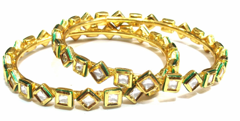 Jewelshingar Jewellery Enamel Polki Kundan Bangles For Women ( 10825-acb-p ) - JEWELSHINGAR