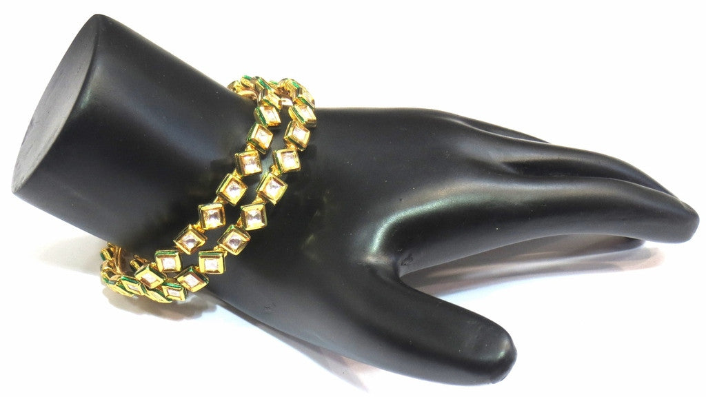 Jewelshingar Jewellery Enamel Polki Kundan Bangles For Women ( 10825-acb-p ) - JEWELSHINGAR