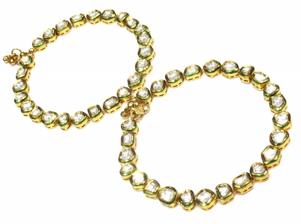 Jewelshingar Jewellery Polki Kundan Gold Plated Payal / Pajeb / Anklet For Women (10885-payal ) - JEWELSHINGAR
