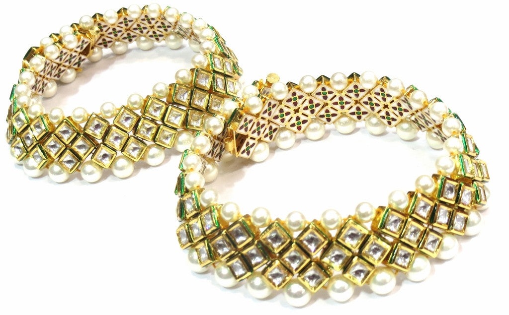 Jewelshingar Jewellery Polki Kundan Gold Plated Payal / Pajeb / Anklet For Women (10895-payal ) - JEWELSHINGAR