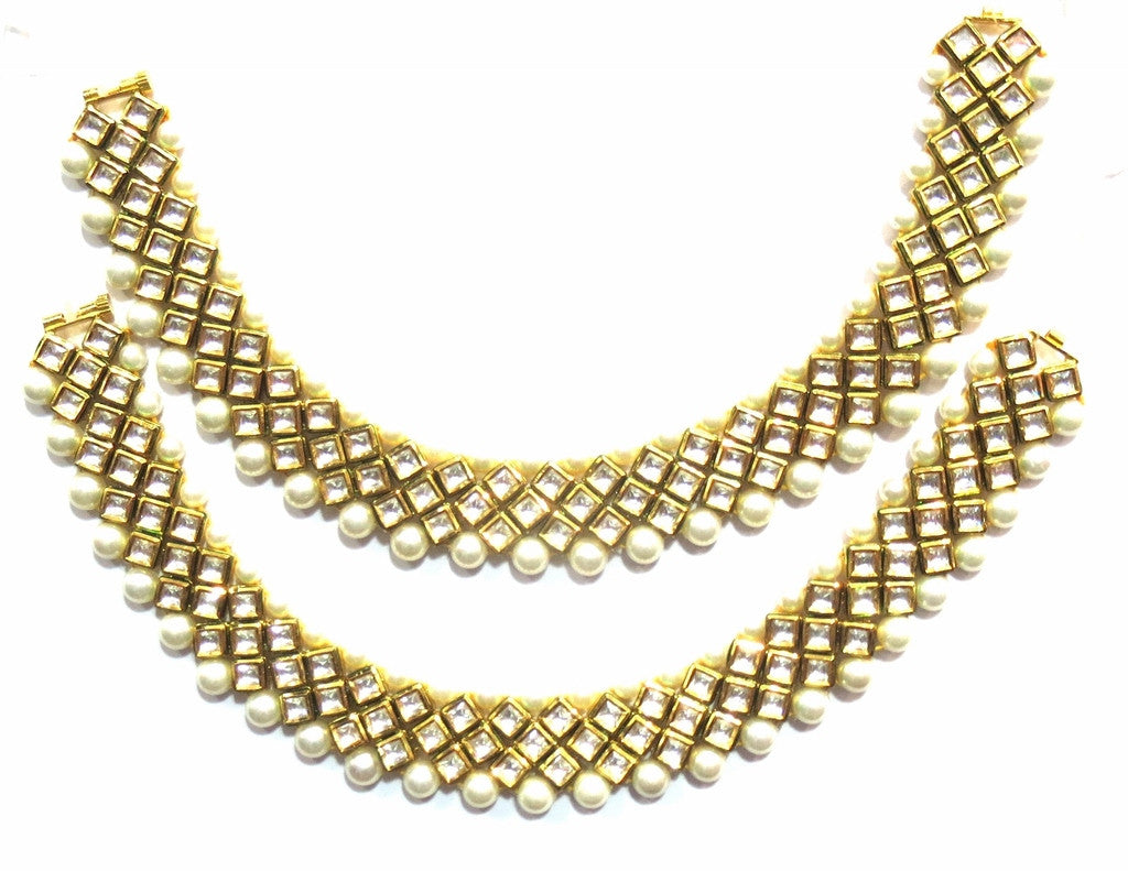 Jewelshingar Jewellery Polki Kundan Gold Plated Payal / Pajeb / Anklet For Women (10895-payal ) - JEWELSHINGAR