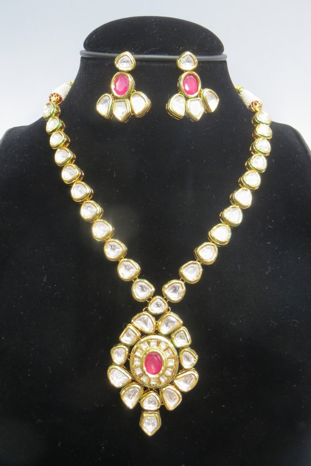 Jewelshingar Enamel Polki Kundan Gold Plated Pendant Set Jewellery For Women ( 10998-acs-ps-ruby ) - JEWELSHINGAR