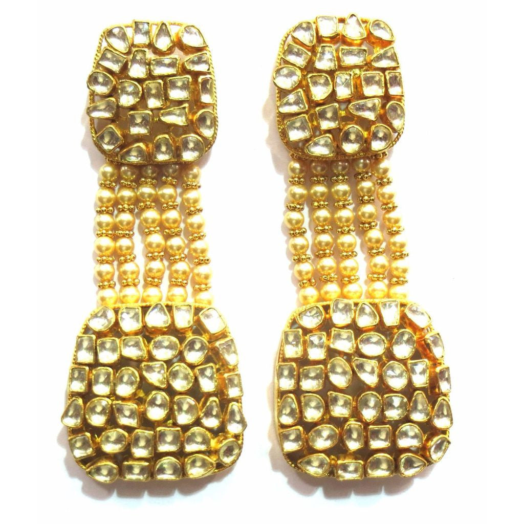 Jewelshingar Jewellery Polki Kundan Zircon Earrings For Women ( 11283-ace ) - JEWELSHINGAR