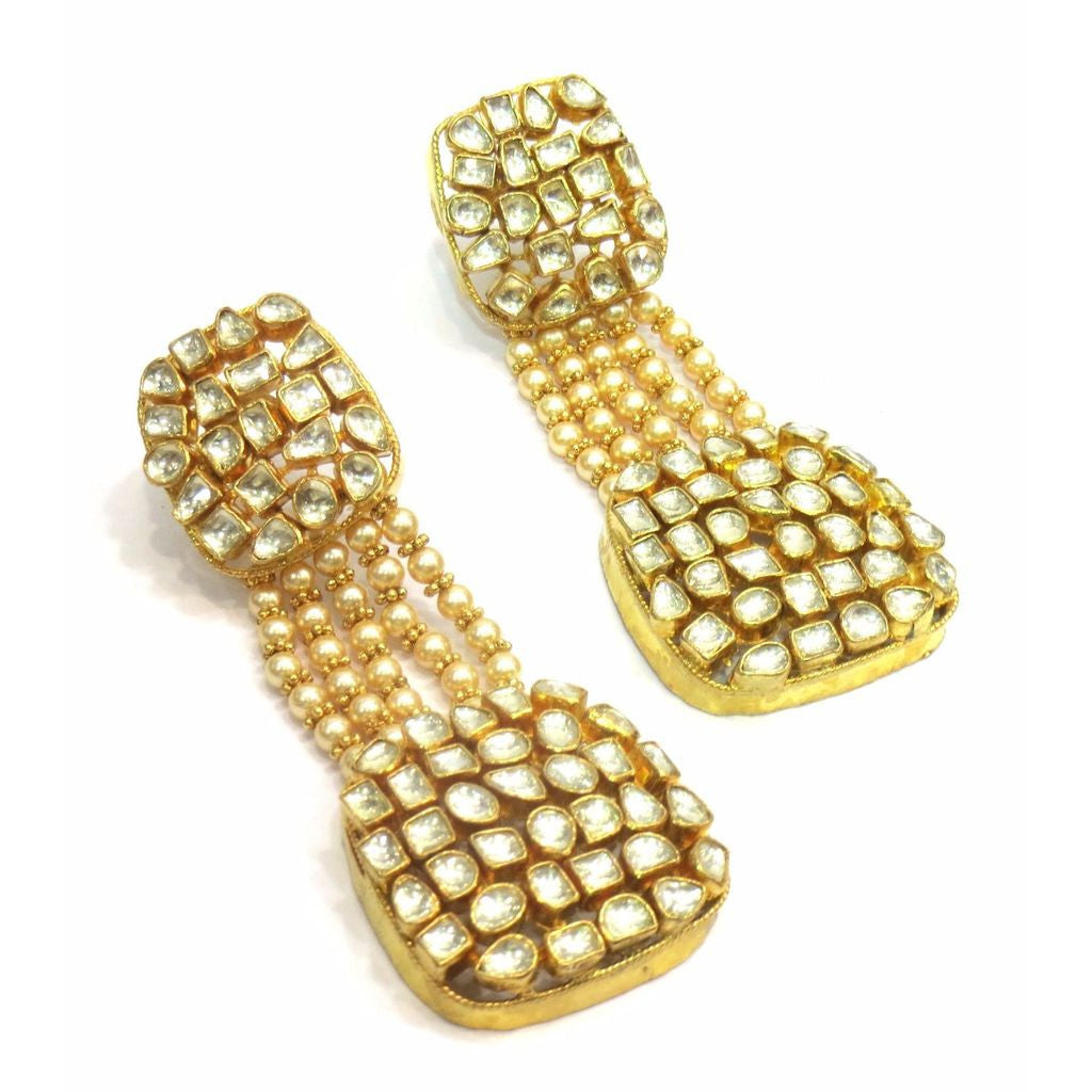 Jewelshingar Jewellery Polki Kundan Zircon Earrings For Women ( 11283-ace ) - JEWELSHINGAR