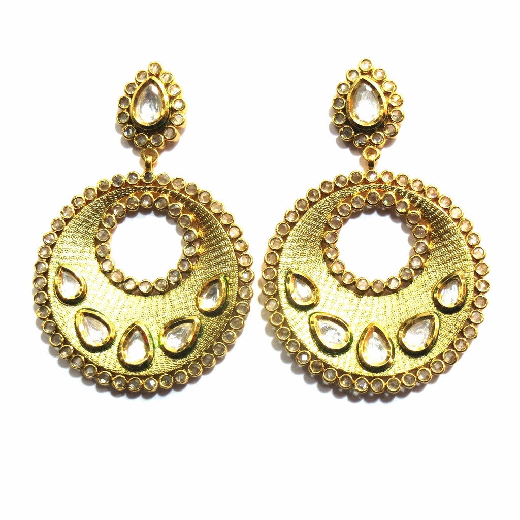 Jewelshingar Jewellery Polki Kundan Zircon Earrings For Women ( 12723-ace ) - JEWELSHINGAR