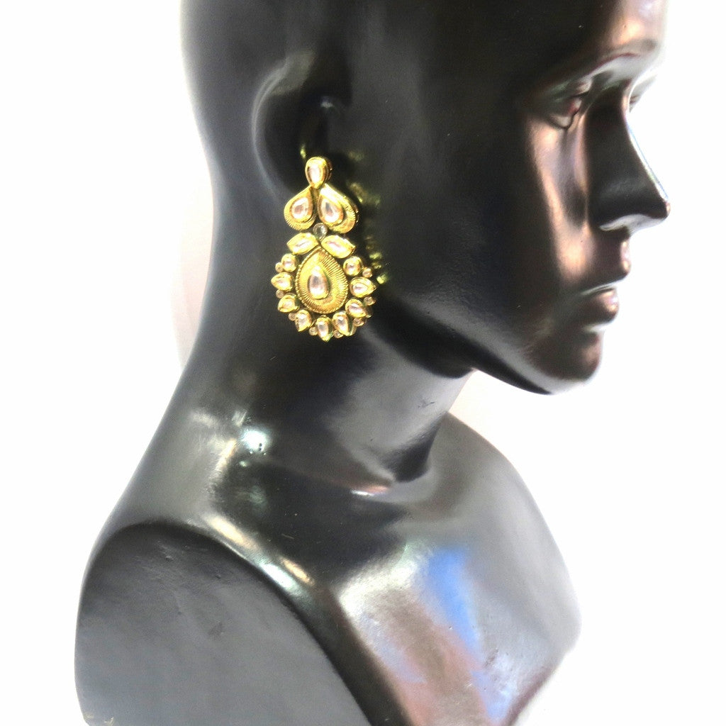 Jewelshingar Jewellery Polki Kundan Zircon Earrings For Women ( 12748-ace ) - JEWELSHINGAR