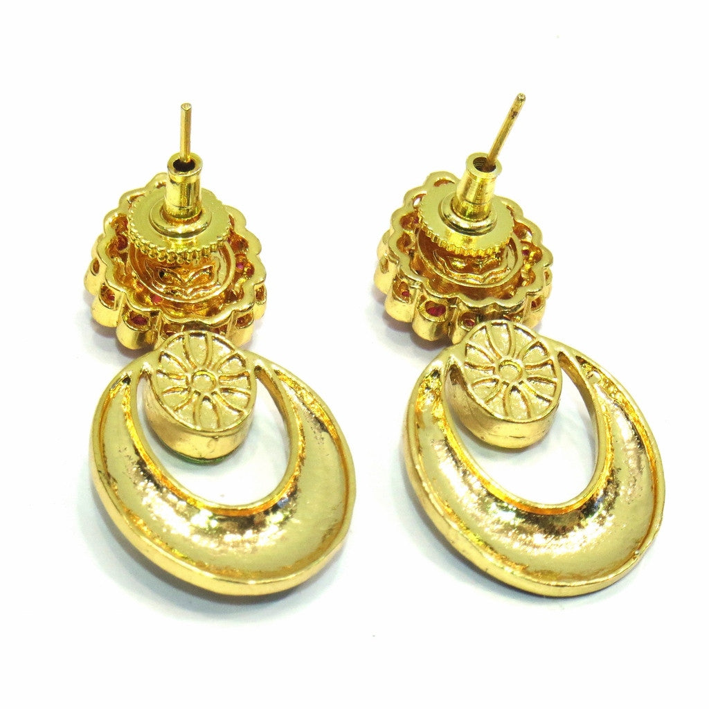 Jewelshingar Jewellery Polki Kundan Zircon Earrings For Women ( 12820-ace ) - JEWELSHINGAR