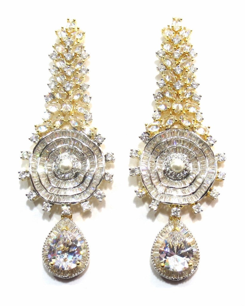 Jewelshingar Jewellery Silver / Gold Plated American Diamond Earrings Danglers For Women ( 16418-ead ) - JEWELSHINGAR