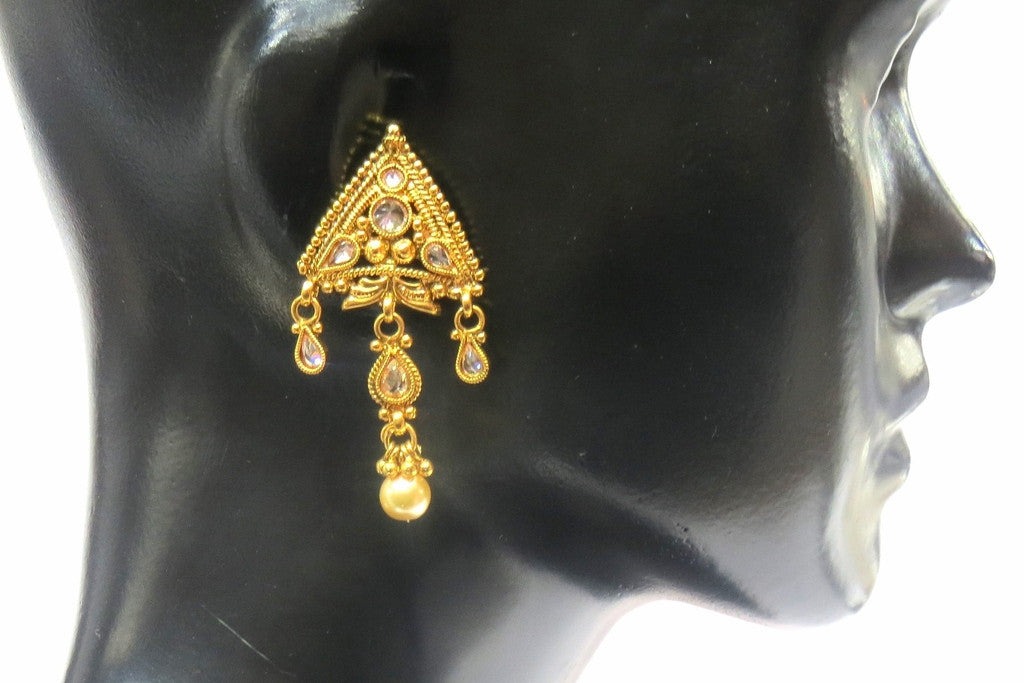 Jewelshingar Jewellery Antique Gold Plated Polki Kundan Earrings Danglers For Women ( 16930-pe ) - JEWELSHINGAR