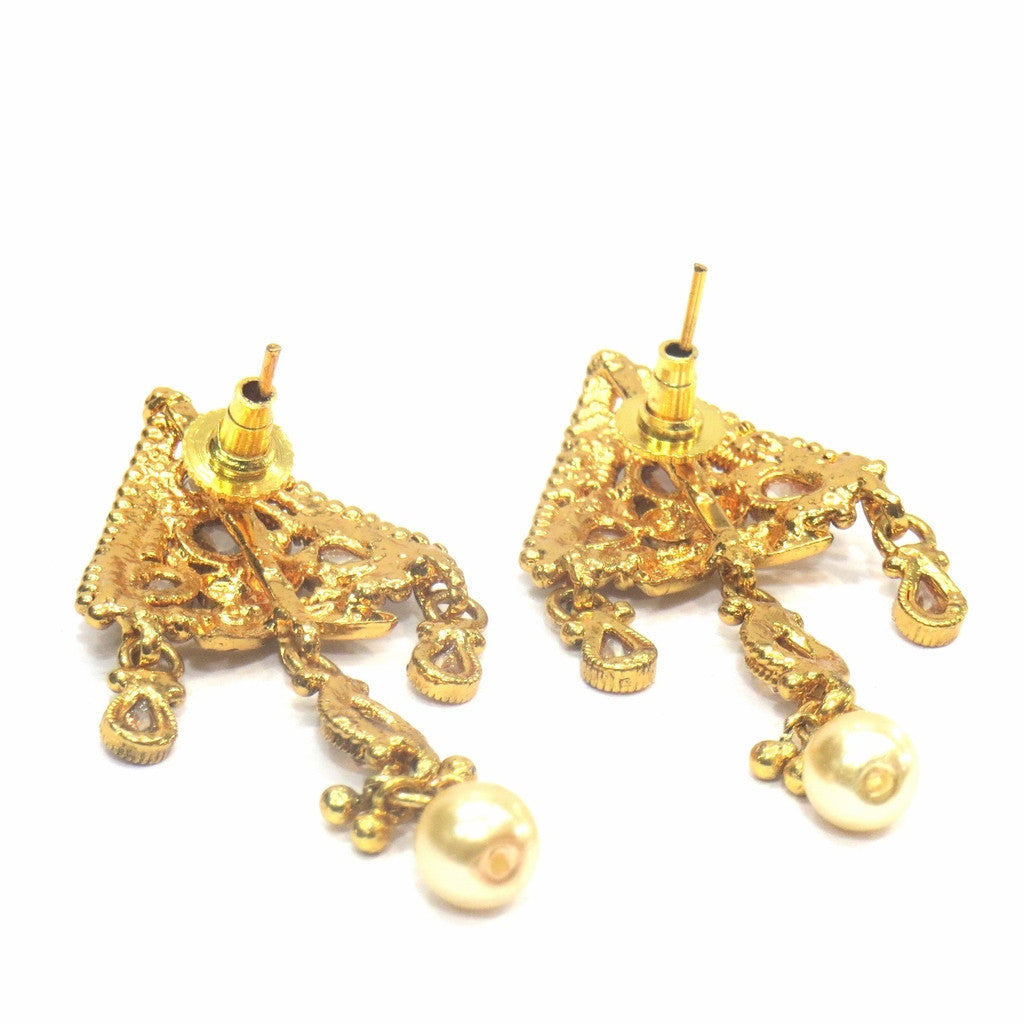 Jewelshingar Jewellery Antique Gold Plated Polki Kundan Earrings Danglers For Women ( 16930-pe ) - JEWELSHINGAR