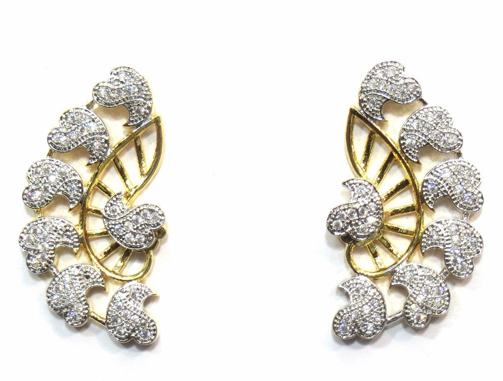 Jewelshingar Jewellery Gold Plated American Diamond Earcuffs Earrings For Women ( 17712-ec ) - JEWELSHINGAR