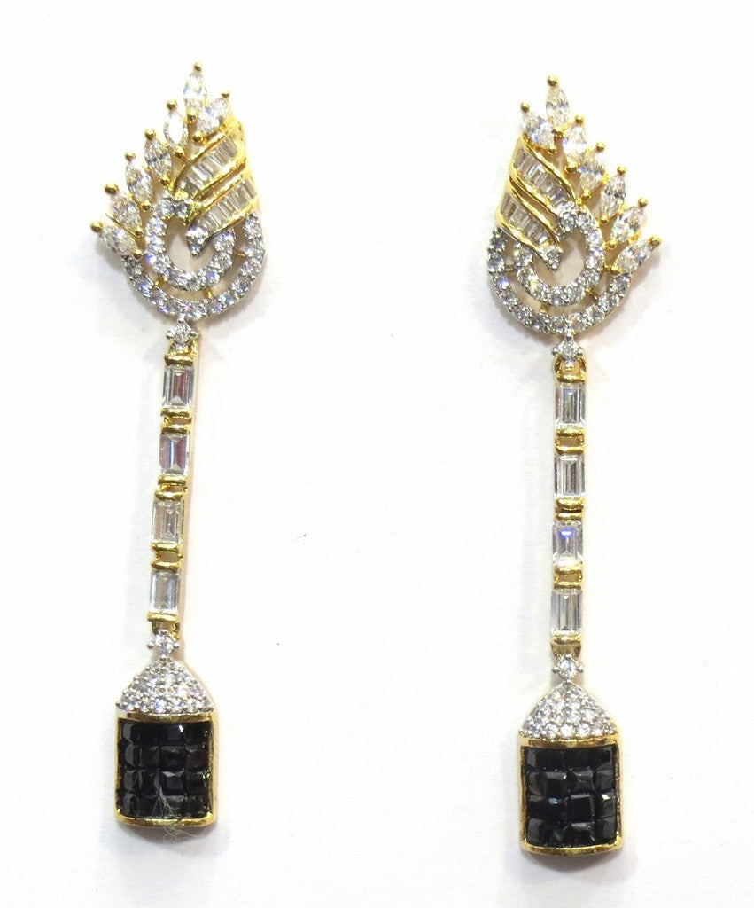 Jewelshingar Jewellery Silver / Gold Plated American Diamond Earrings Danglers For Women ( 17805-ead-black ) - JEWELSHINGAR