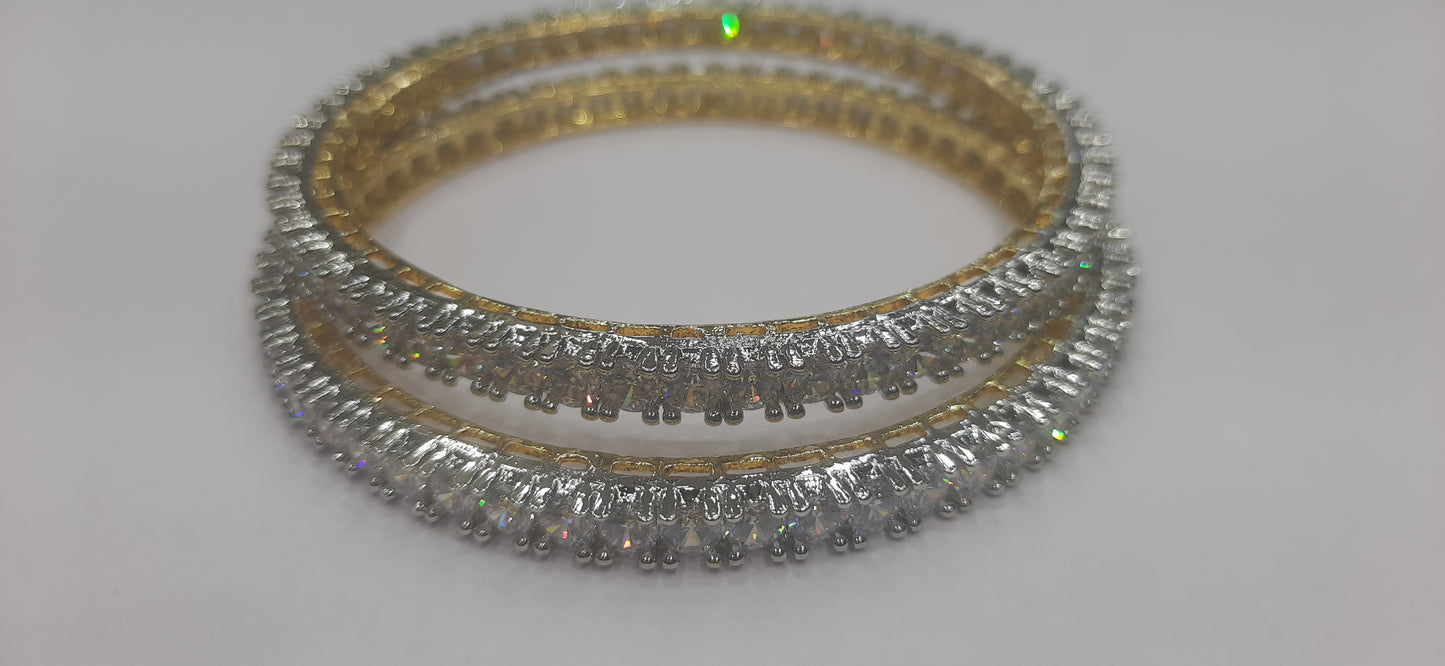 Jewelshingar Fine zircon single line Swarovski look diamond bangle pair for women (163953JS)