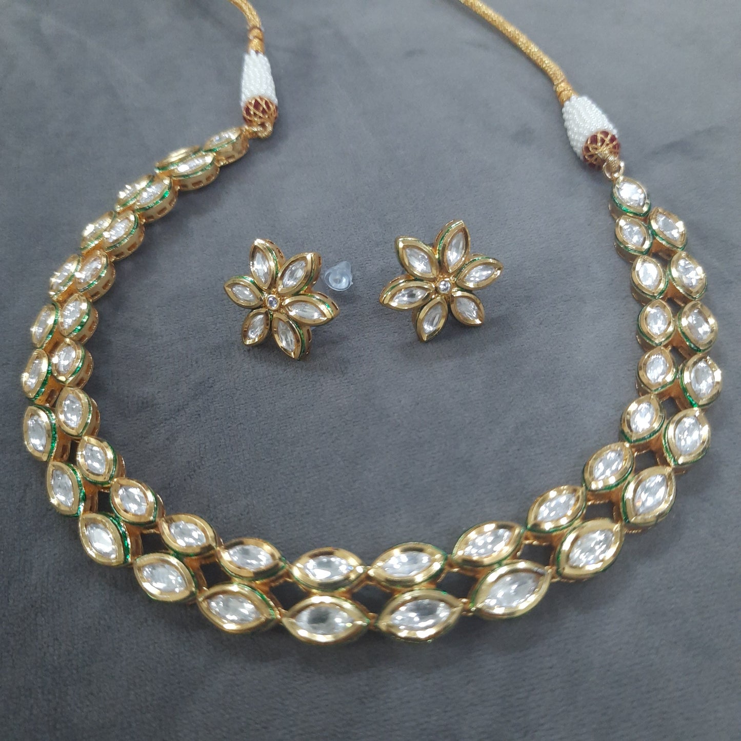 JEWELSHINGAR  kundan Necklace with earrings(201058ACS)