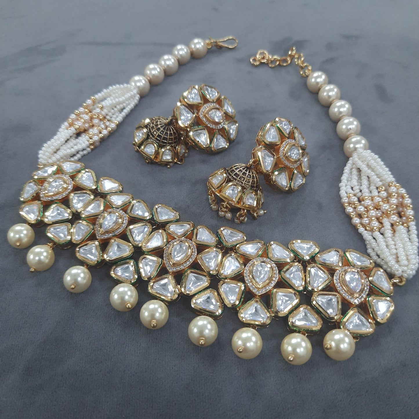 JEWELSHINGAR  kundan Necklace with earrings(201412ACS)