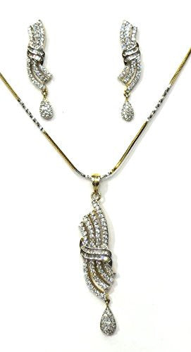 Jewelshingar Women's American Diamond Pendant Set Silver Jewellery ( 2437-psad ) - JEWELSHINGAR