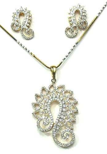 Jewelshingar Women's American Diamond Pendant Set Silver Jewellery ( 2351-psad ) - JEWELSHINGAR