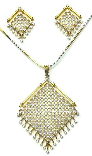 Jewelshingar Women's American Diamond Pendant Set Silver Jewellery ( 2344-psad ) - JEWELSHINGAR