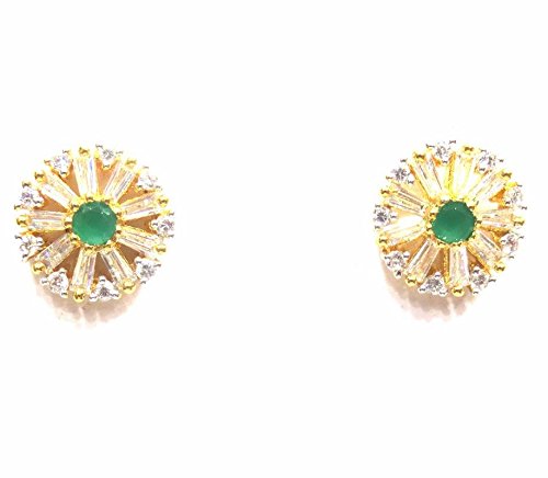 Jewelshingar Jewellery Diamond Looking Stud Earrings For Women ( 39428-ead-studds-green )