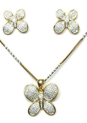 Jewelshingar Women's American Diamond Pendant Set Silver Jewellery ( 2423-psad ) - JEWELSHINGAR