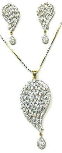 Jewelshingar Women's American Diamond Pendant Set Silver Jewellery ( 2346-psad ) - JEWELSHINGAR