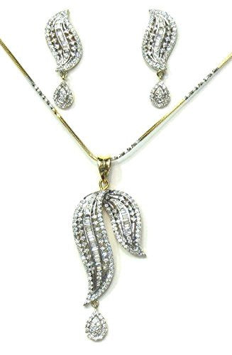 Jewelshingar Women's American Diamond Pendant Set Silver Jewellery ( 2332-psad ) - JEWELSHINGAR