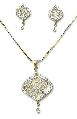 Jewelshingar Women's American Diamond Pendant Set Silver Jewellery ( 2389-psad ) - JEWELSHINGAR