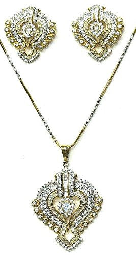 Jewelshingar Women's American Diamond Pendant Set Silver Jewellery ( 2309-psad ) - JEWELSHINGAR