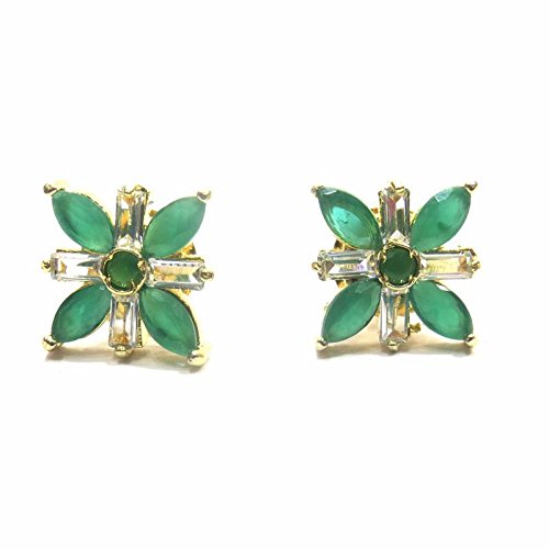 Jewelshingar Jewellery Diamond Looking Stud Earrings For Women ( 39383-ead-studds-green )