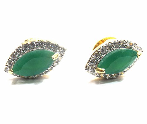 Jewelshingar Jewellery Diamond Looking Stud Earrings For Women ( 39510-ead-studds-green )