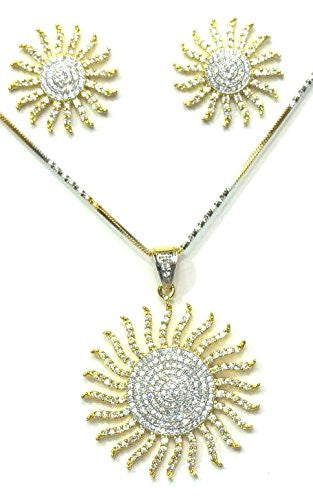Jewelshingar Women's American Diamond Pendant Set Silver Jewellery ( 2357-psad ) - JEWELSHINGAR