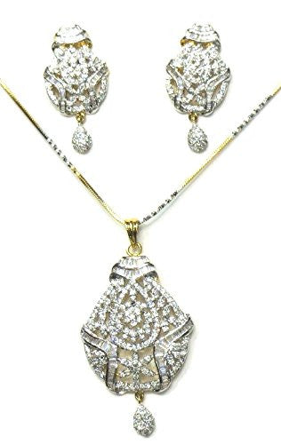 Jewelshingar Women's American Diamond Pendant Set Silver Jewellery ( 2339-psad ) - JEWELSHINGAR