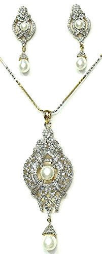 Jewelshingar Women's American Diamond Pendant Set Silver Jewellery ( 2323-psad ) - JEWELSHINGAR
