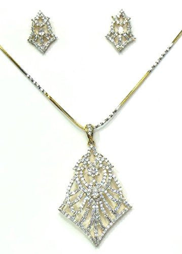 Jewelshingar Women's American Diamond Pendant Set Silver Jewellery ( 2334-psad ) - JEWELSHINGAR