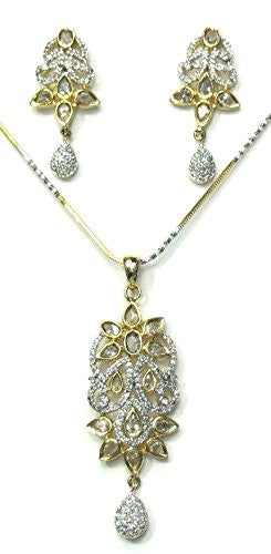 Jewelshingar Women's American Diamond Pendant Set Silver Jewellery ( 2342-psad ) - JEWELSHINGAR