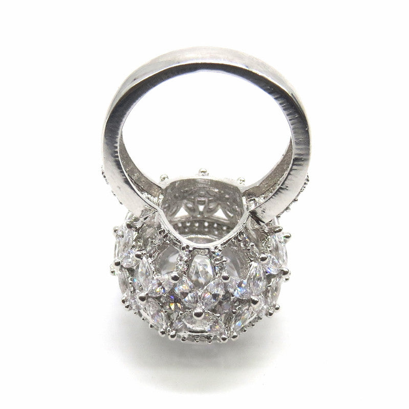 Jewelshingar Jewellery Fine American Diamond Silver Ring ( 45673-ring )