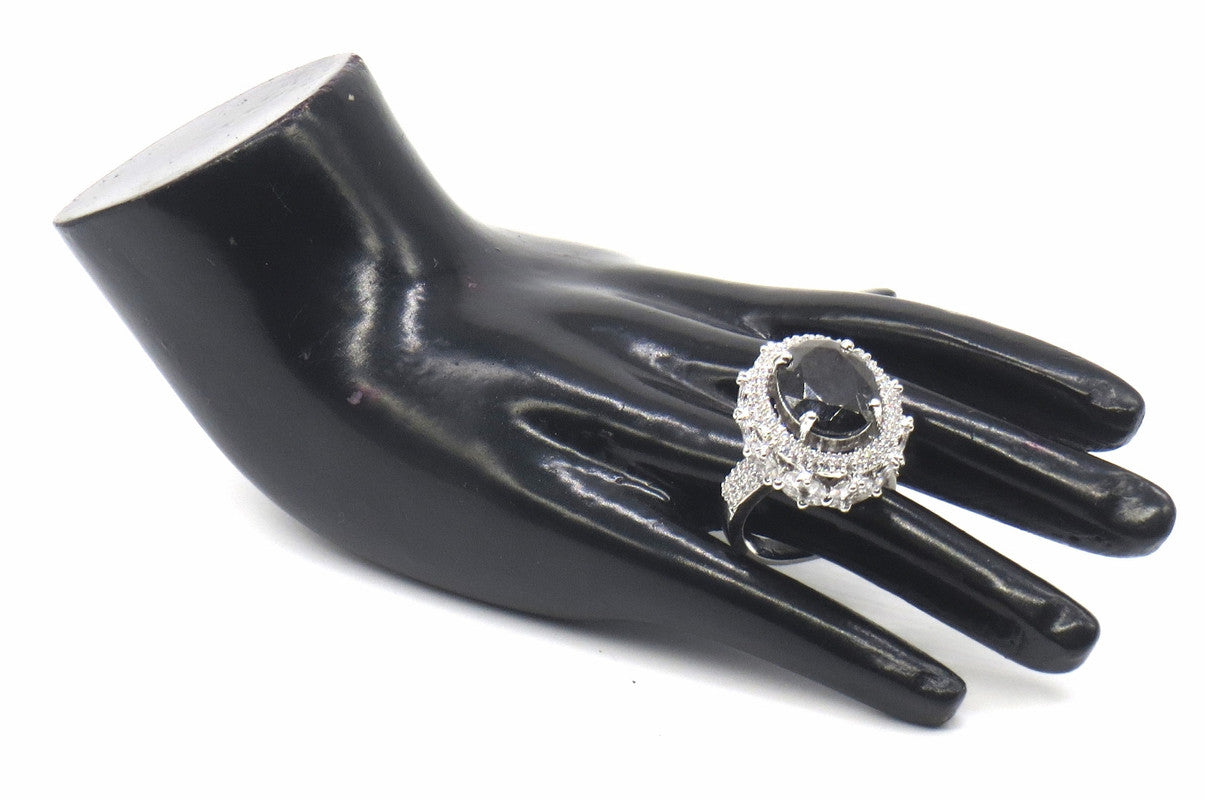 Jewelshingar Jewellery Fine American Diamond Black Ring ( 45689-ring )