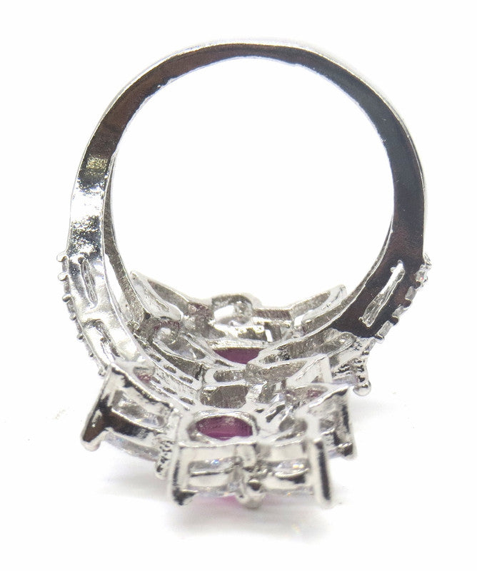 Jewelshingar Jewellery Fine American Diamond Ruby Ring ( 45751-ring )