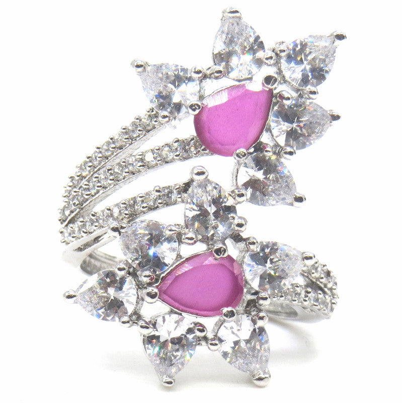 Jewelshingar Jewellery Fine American Diamond Ruby Ring ( 45751-ring )