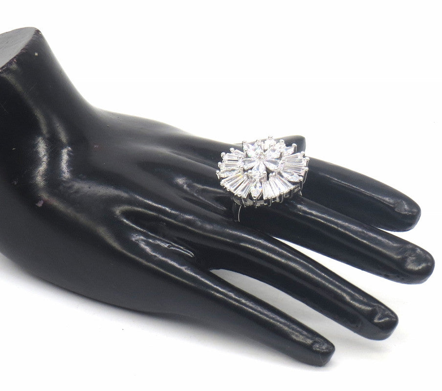 Jewelshingar Jewellery Fine American Diamond Silver Ring ( 45763-ring )