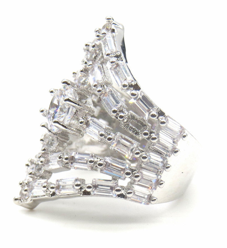 Jewelshingar Jewellery Fine American Diamond silver Ring ( 45792-ring )
