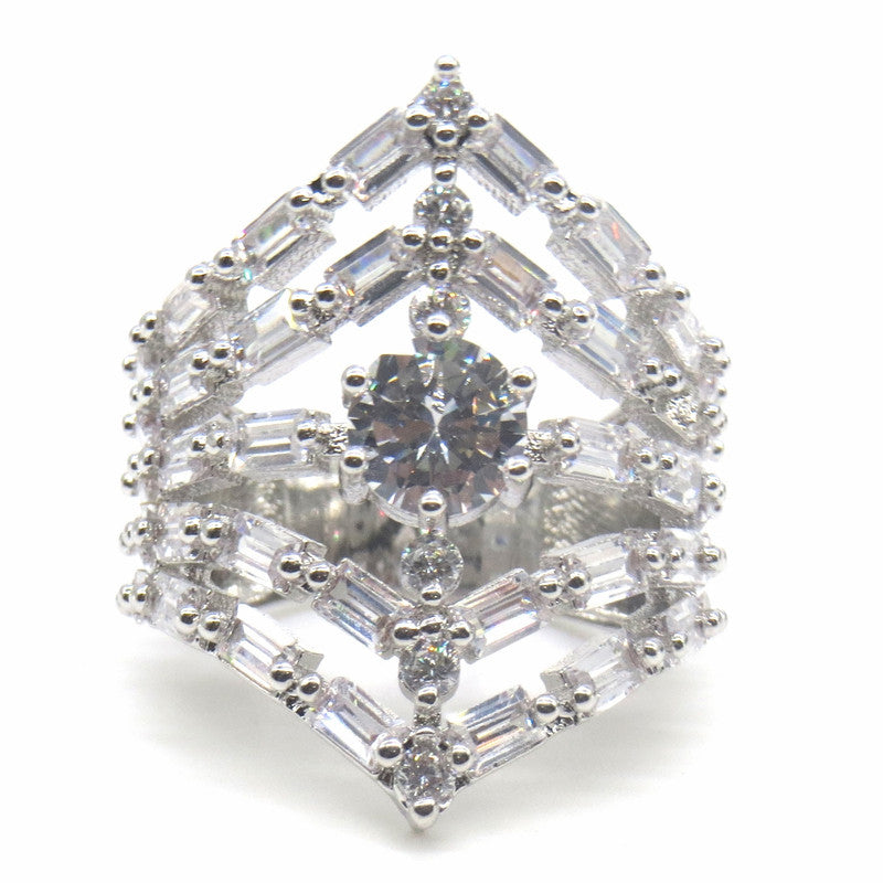 Jewelshingar Jewellery Fine American Diamond silver Ring ( 45792-ring )