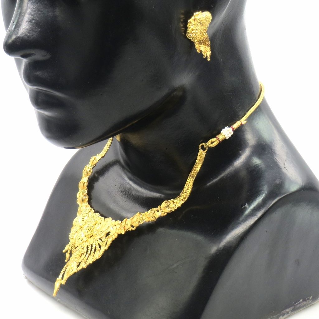 Jewelshingar Jewellery Antique Gold Plated Colour Plain Necklace set For Women ( 46127-g )