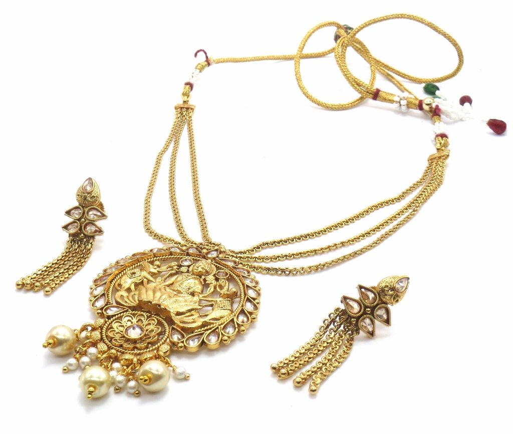 Jewelshingar Jewellery Antique Antique Plated Colour Gold Pendant Set For Women ( 46308-ps )