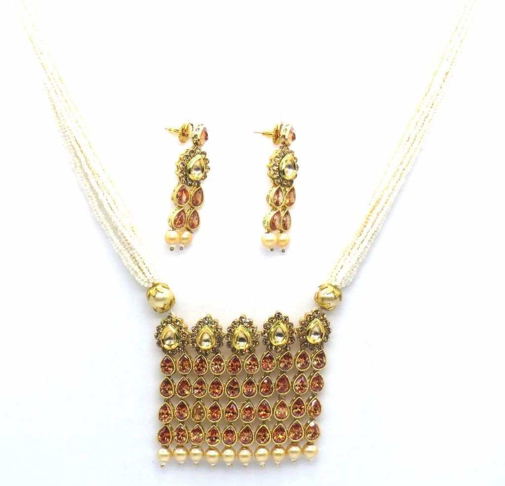 Jewelshingar Jewellery Antique Antique Plated Colour Gold Pendant Set For Women ( 46316-ps )