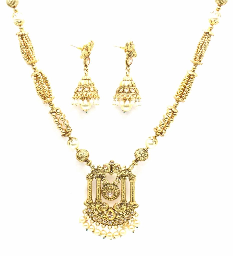 Jewelshingar Jewellery Antique Antique Plated Colour Gold Pendant Set For Women ( 46324-ps )